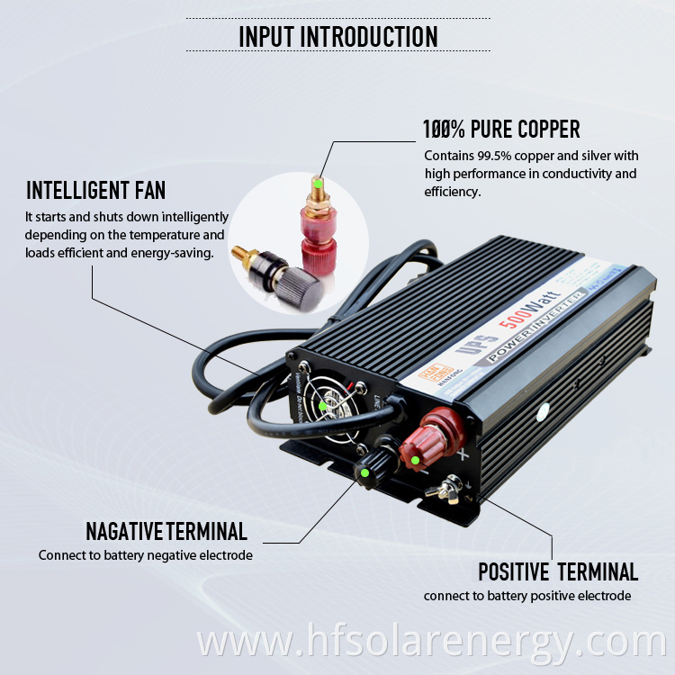 500w 12 volt to 220 volt solar power inverter with charger 220v car power inverter